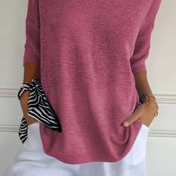 BasicKnitTop™ | Plain knitted top with V-neckline