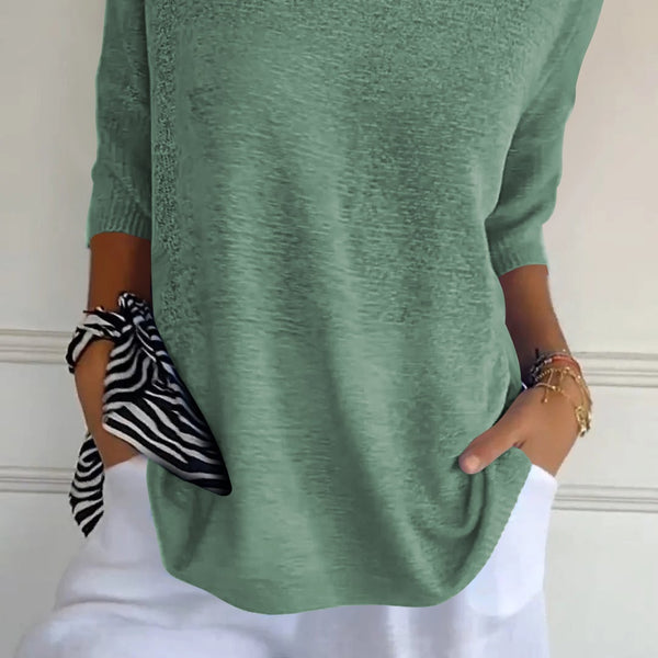BasicKnitTop™ | Plain knitted top with V-neckline