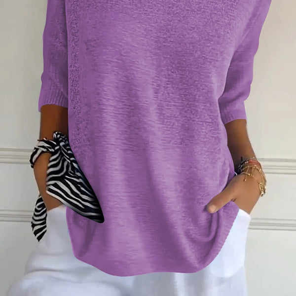 BasicKnitTop™ | Plain knitted top with V-neckline