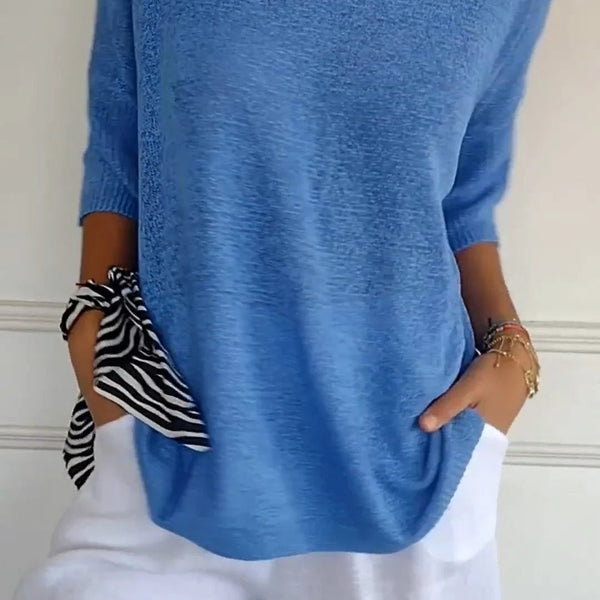 BasicKnitTop™ | Plain knitted top with V-neckline