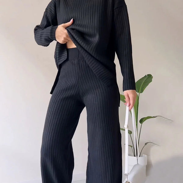 Chic Slit Casual Two-Piece Set