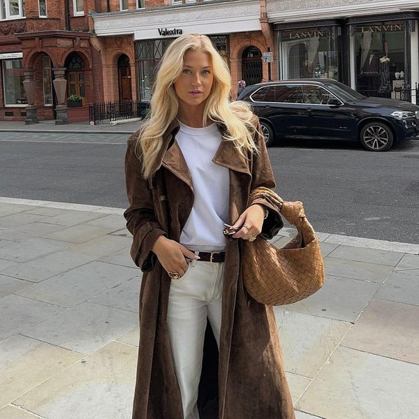 Elena Suede Trench Coat – Elegant and Timeless Outerwear for Women