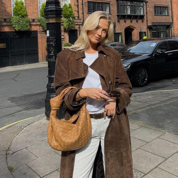 Elena Suede Trench Coat – Elegant and Timeless Outerwear for Women