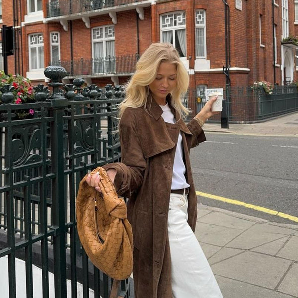 Elena Suede Trench Coat – Elegant and Timeless Outerwear for Women