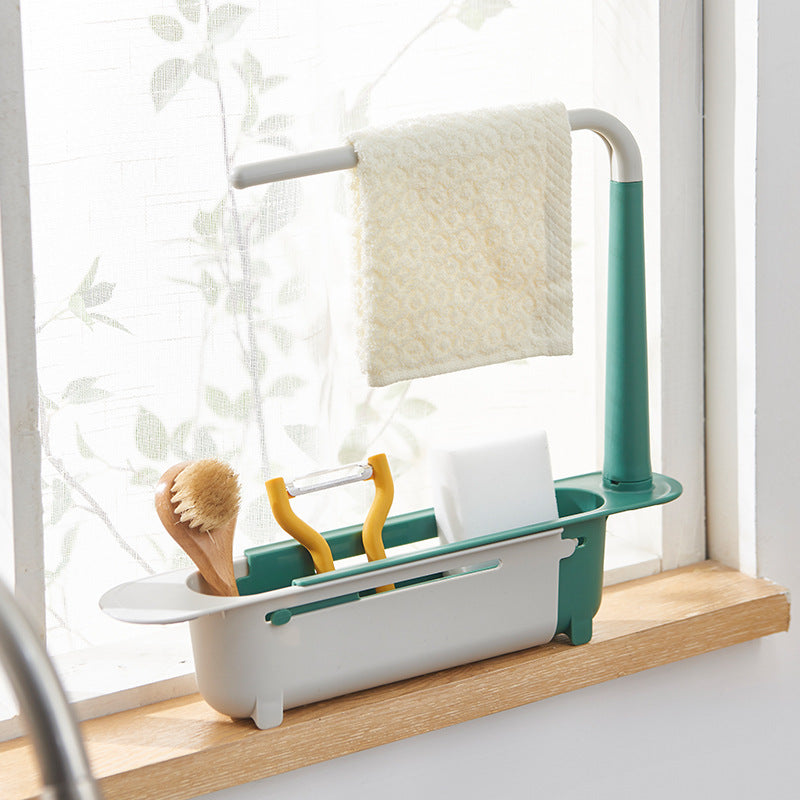 Telescopic shelf for washbasins
