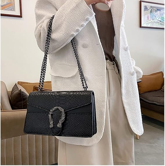 Fashion Print Leather Crossbody Bag – Women's Chain Strap Shoulder Bag