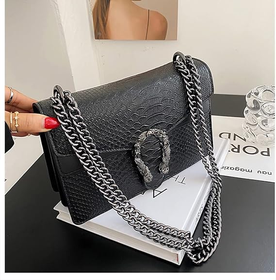 Fashion Print Leather Crossbody Bag – Women's Chain Strap Shoulder Bag