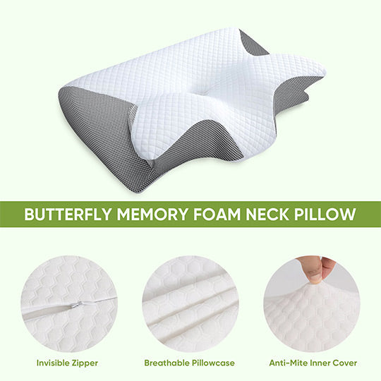 Ergonomic Butterfly Pillow – Memory Foam with Armrests for Side & Back Sleepers