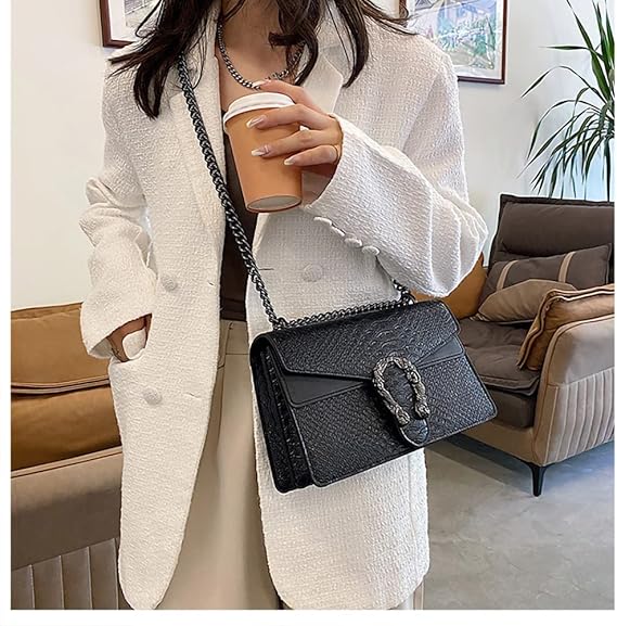 Fashion Print Leather Crossbody Bag – Women's Chain Strap Shoulder Bag