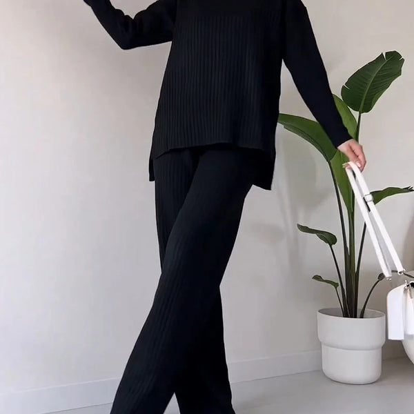 Chic Slit Casual Two-Piece Set