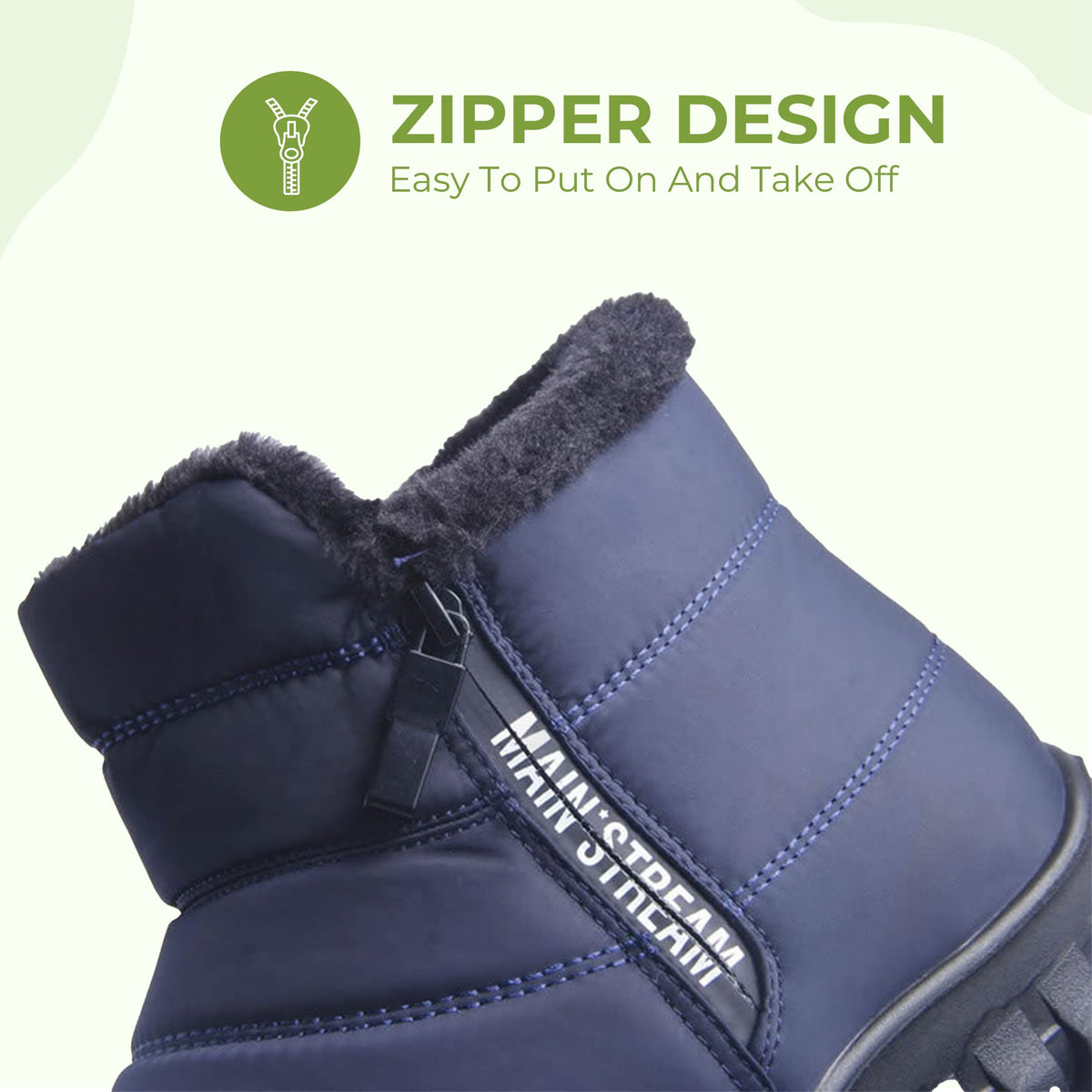 Thick Warm Cotton Zipper Shoes with Thick insole to keep your feet Warm & Comfortable