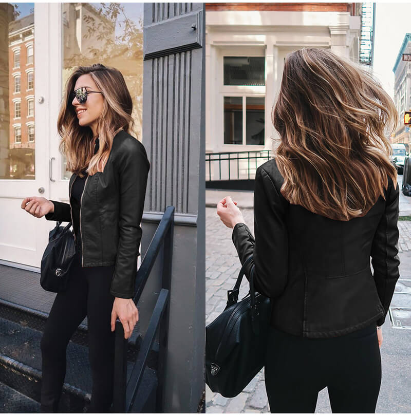 Alina Women's Leather Jacket | Biker Style | Timeless Black