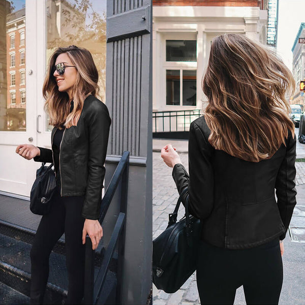 Alina Women's Leather Jacket | Biker Style | Timeless Black