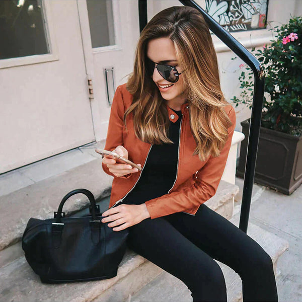 Alina Women's Leather Jacket | Biker Style | Timeless Black