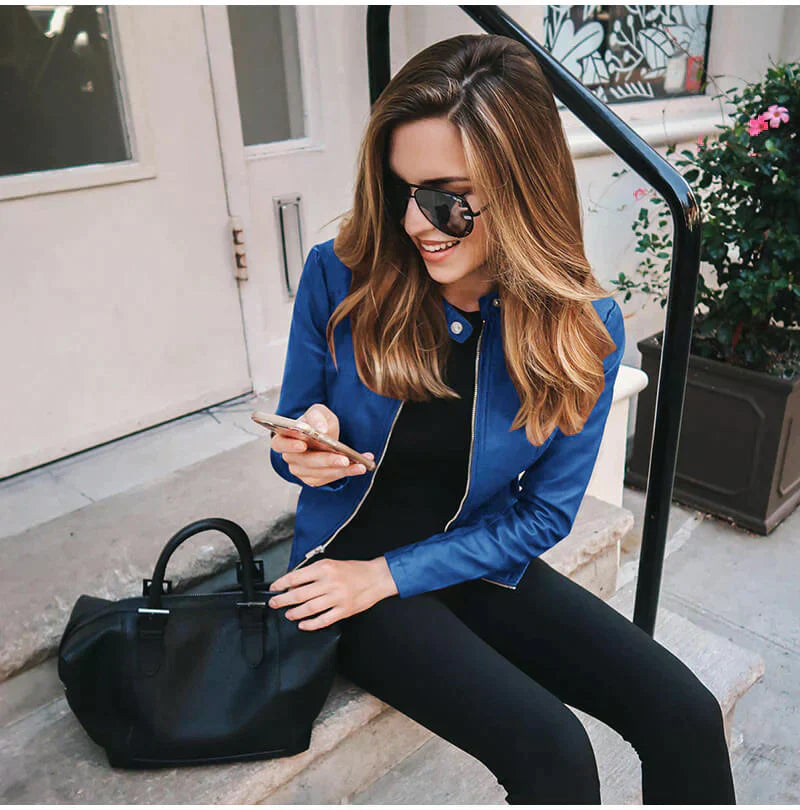 Alina Women's Leather Jacket | Biker Style | Timeless Black
