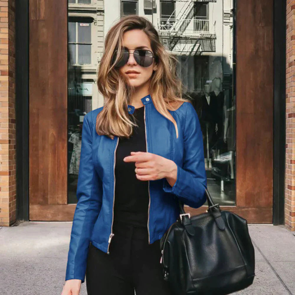 Alina Women's Leather Jacket | Biker Style | Timeless Black