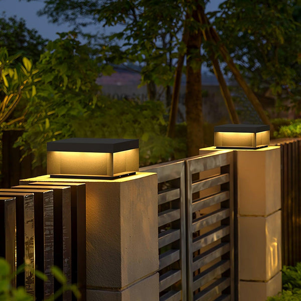 Outdoor post light with solar energy