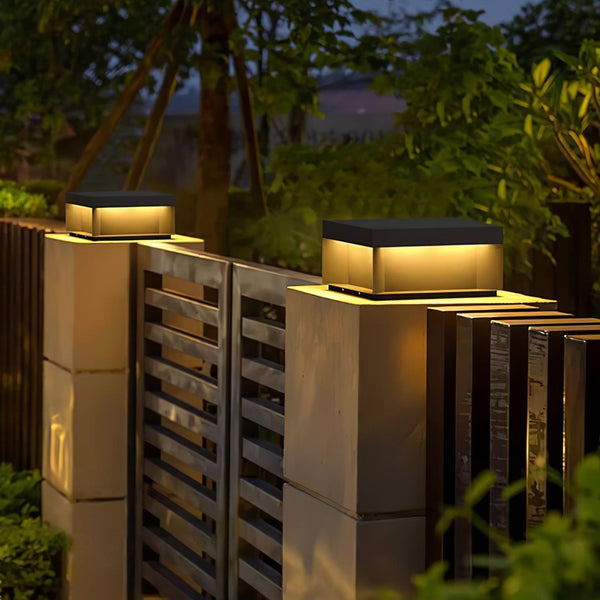 Outdoor post light with solar energy