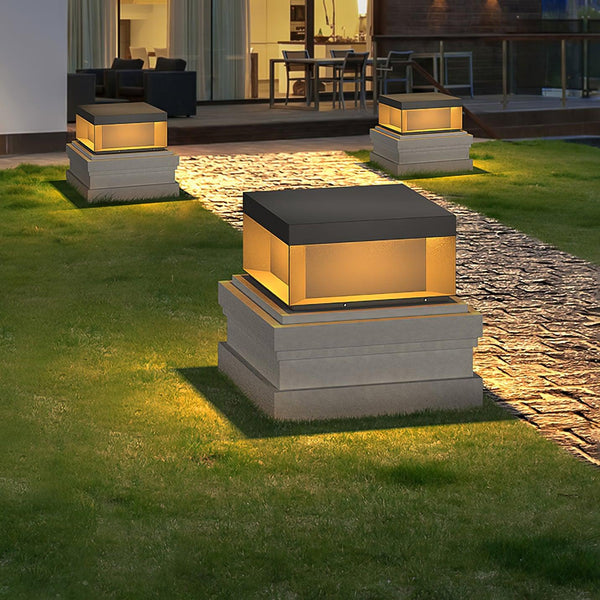 Outdoor post light with solar energy