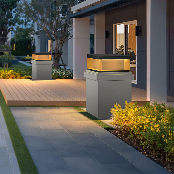 Outdoor post light with solar energy