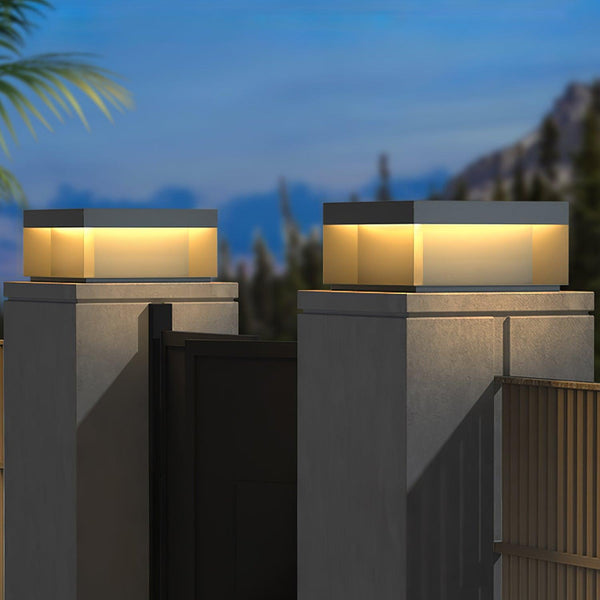 Outdoor post light with solar energy