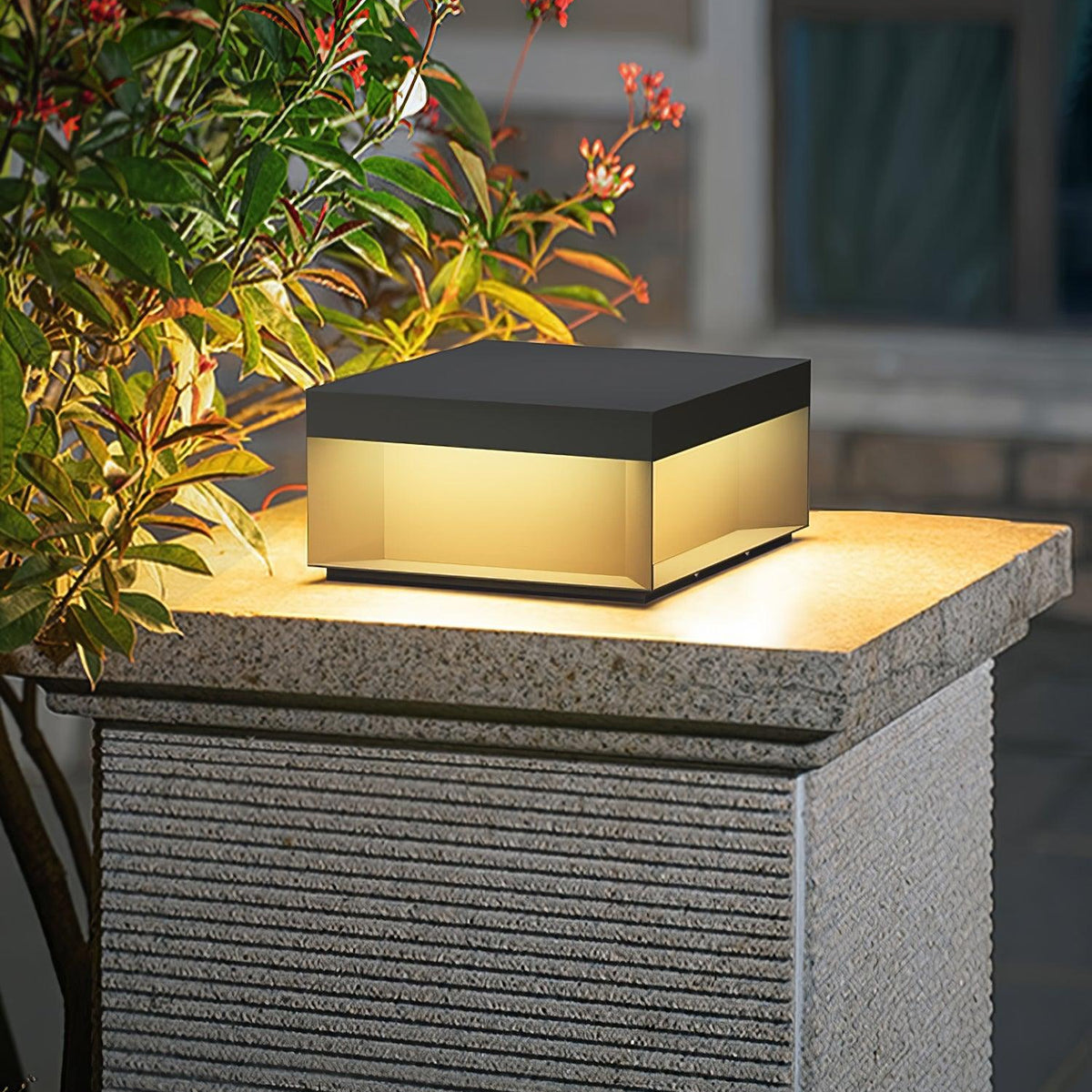 Outdoor post light with solar energy