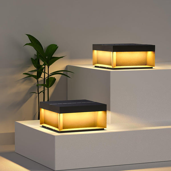 Outdoor post light with solar energy