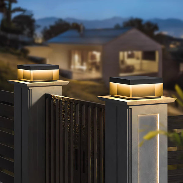 Outdoor post light with solar energy