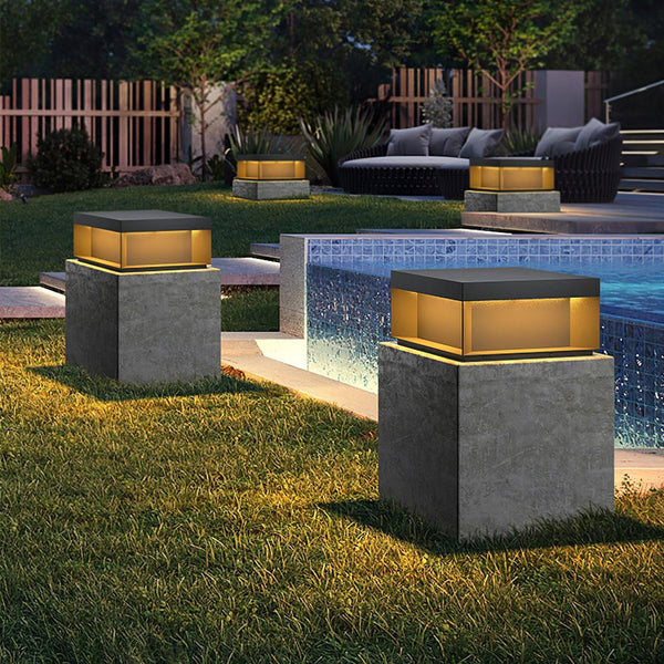 Outdoor post light with solar energy