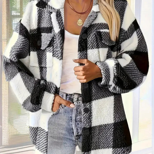 Caden Fleece Jacket | Classic Plaid Design | Cozy Fit