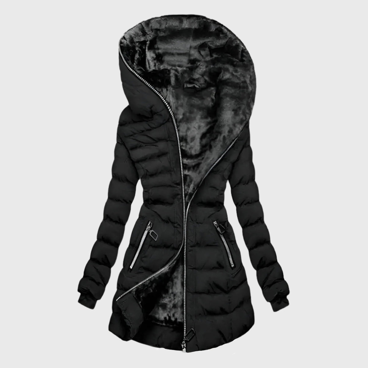Women Winter Coat | Slim-Fit Design | Oversized Hood | Zipper Pockets