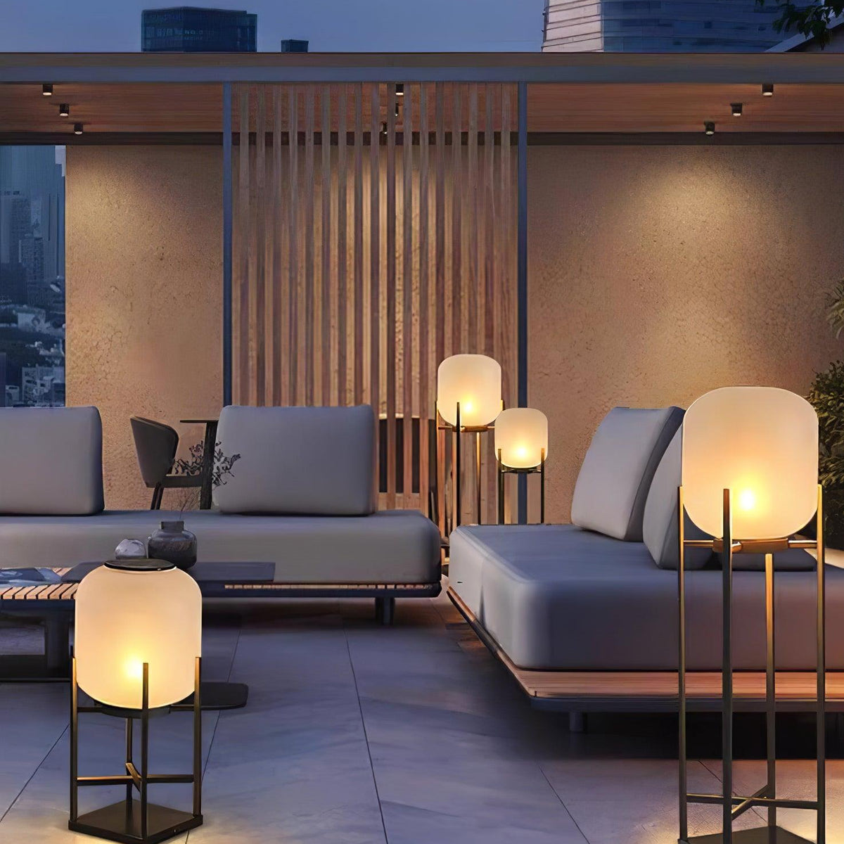 Solar floor lamp lantern for outdoors