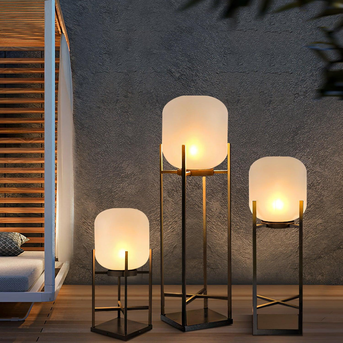 Solar floor lamp lantern for outdoors