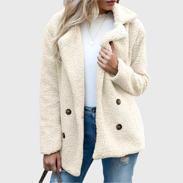 Nia Women's Sherpa Jacket | Double-Breasted Design