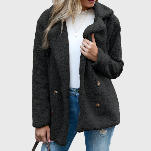 Nia Women's Sherpa Jacket | Double-Breasted Design