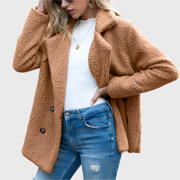 Nia Women's Sherpa Jacket | Double-Breasted Design