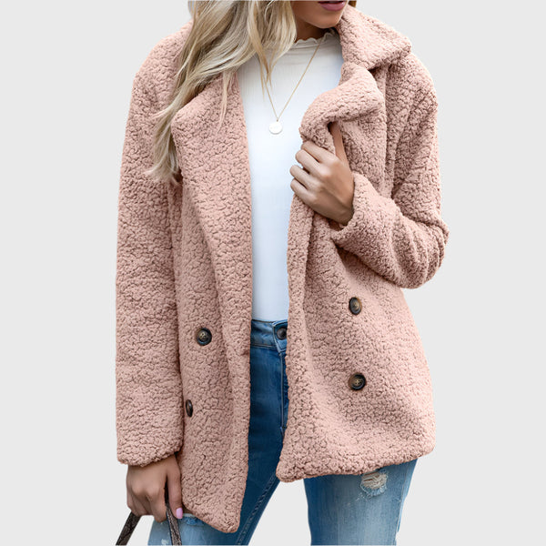 Nia Women's Sherpa Jacket | Double-Breasted Design