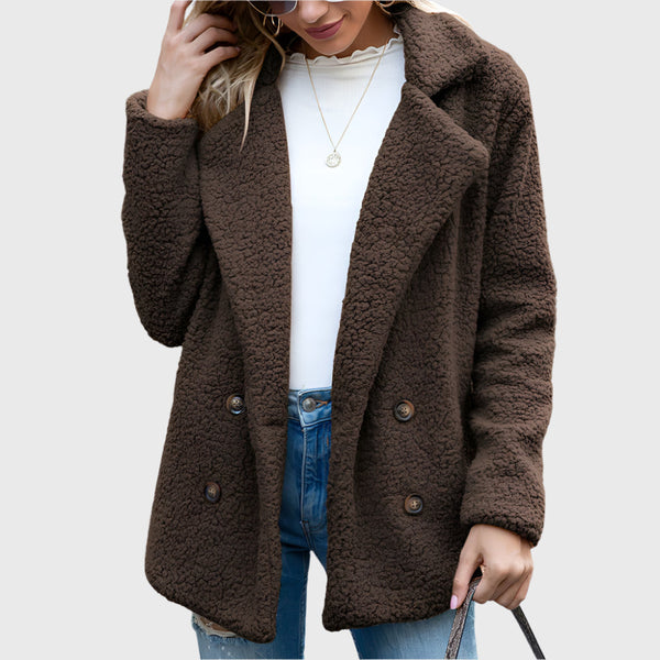 Nia Women's Sherpa Jacket | Double-Breasted Design