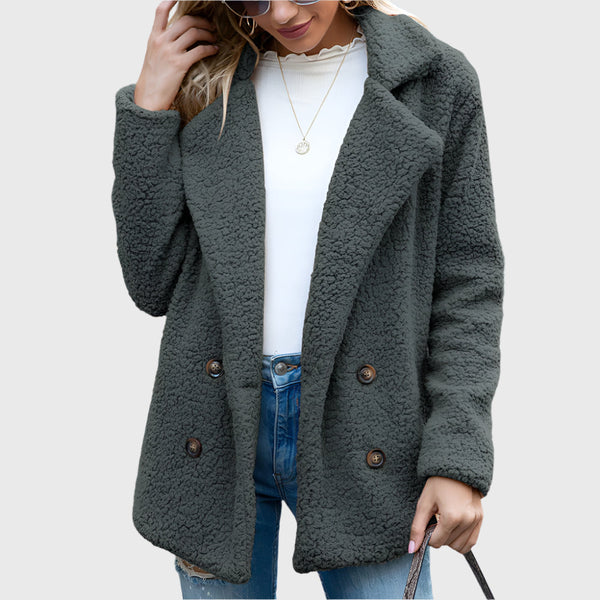 Nia Women's Sherpa Jacket | Double-Breasted Design