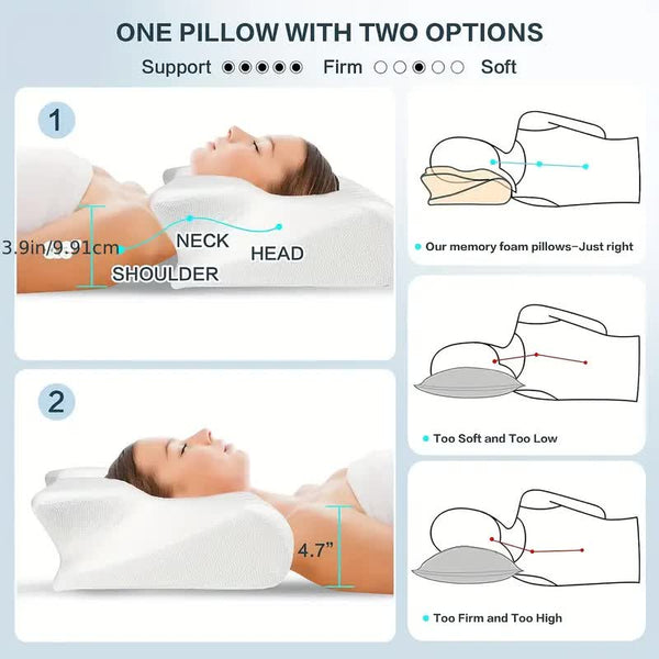 Ergonomic Butterfly Pillow – Memory Foam with Armrests for Side & Back Sleepers