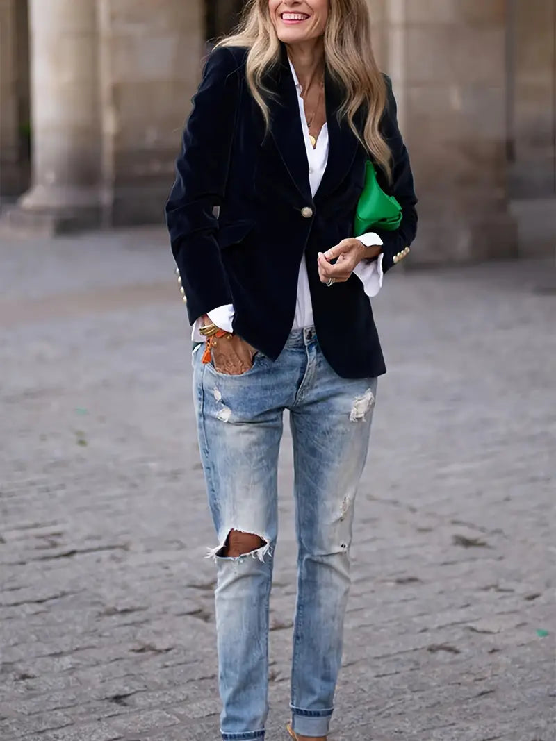 Selene Blazer | Soft Velvet Finish | Tailored Fit