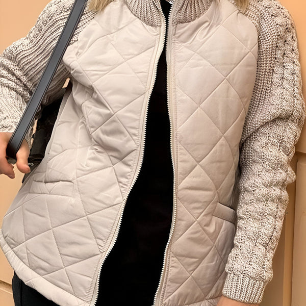 Sienna | Women’s Knit Jacket | Patchwork Design | Zip Closure