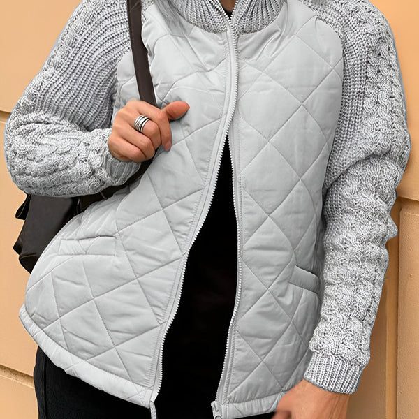 Sienna | Women’s Knit Jacket | Patchwork Design | Zip Closure