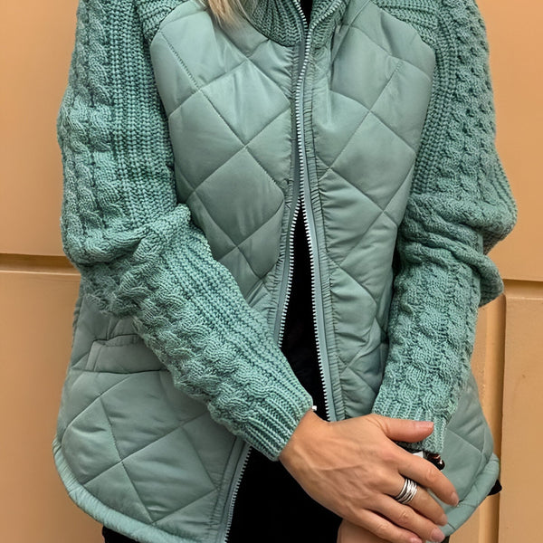 Sienna | Women’s Knit Jacket | Patchwork Design | Zip Closure