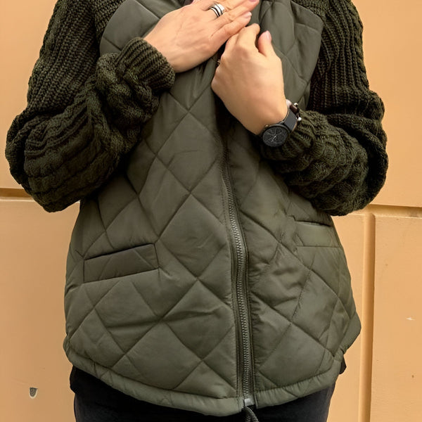 Sienna | Women’s Knit Jacket | Patchwork Design | Zip Closure