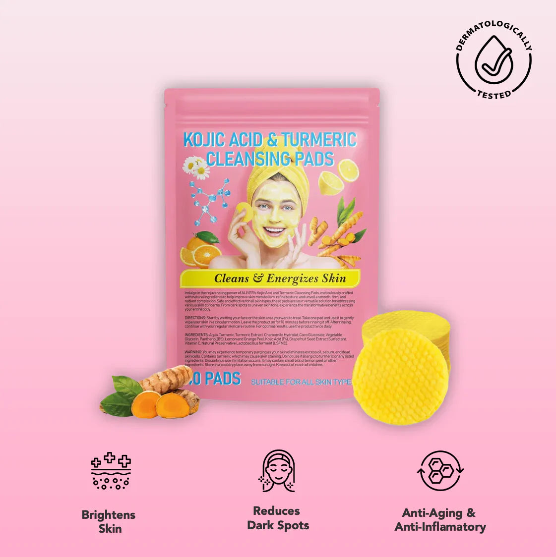 Velleara Turmeric & Kojic Acid Pads | 40 Pack | Reveal fresher, brighter skin — one pad at a time