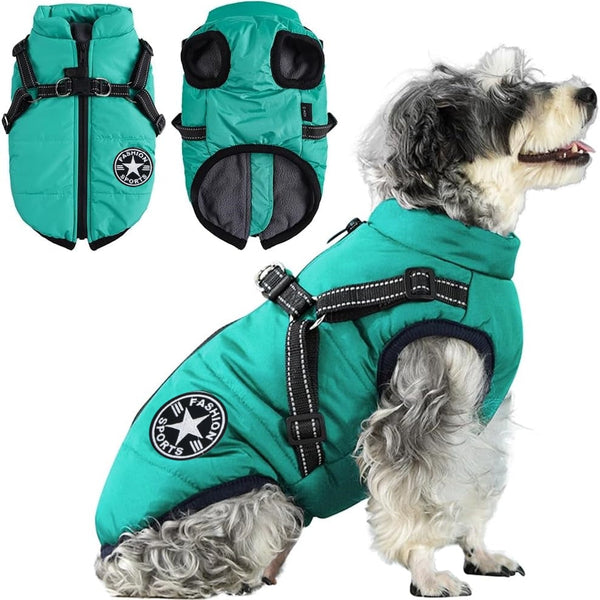 Pawbibi Sport™ - Waterproof Winter Jacket with Built-in Harness