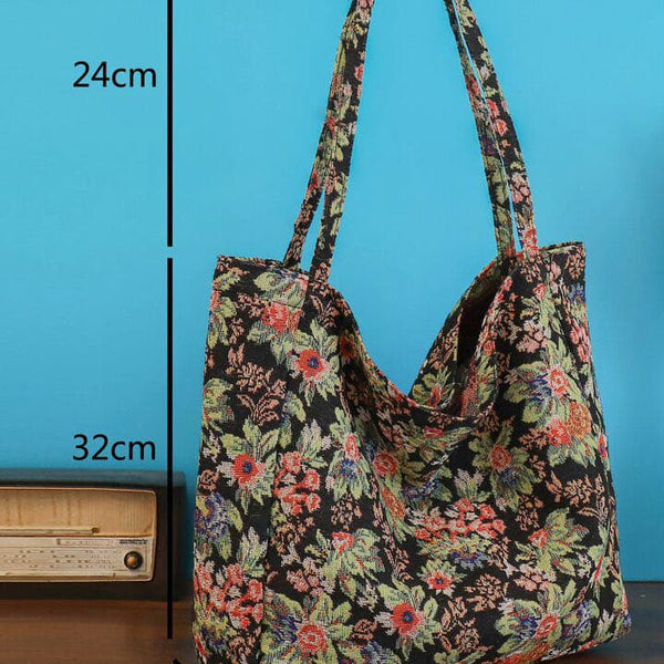 Vintage Large Floral Shopper Tote – Stylish Fall-Inspired Carryall Bag