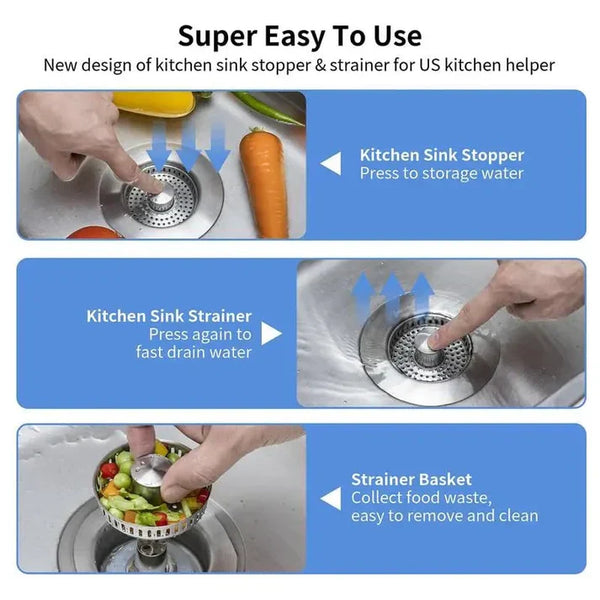 3 in 1 Kitchen Sink Drain Strainer