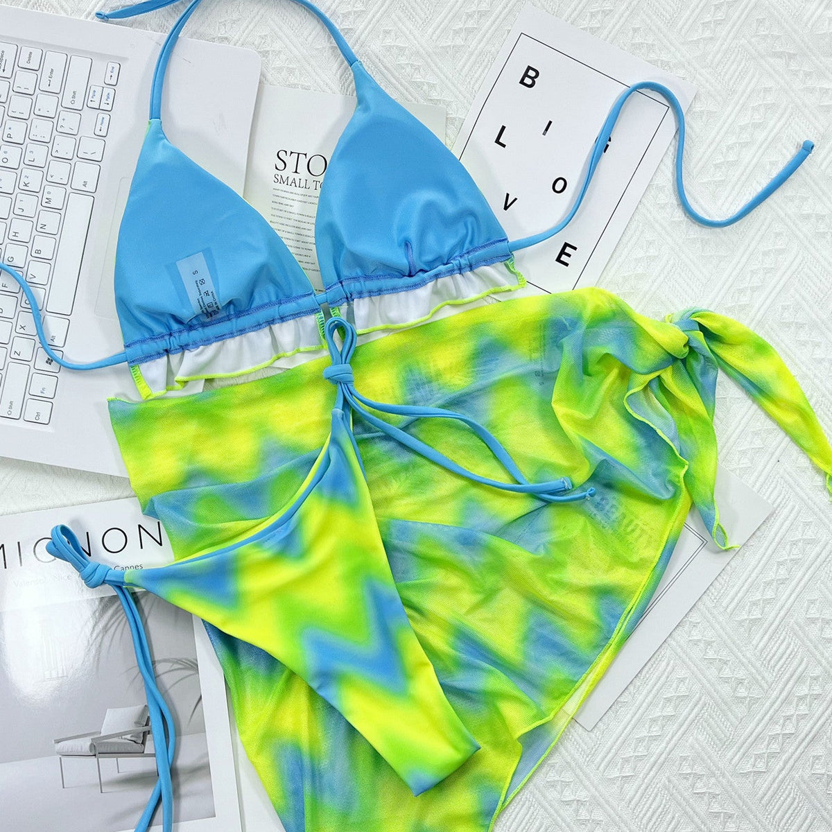 Tie-Dye Bikini with Outer Swimsuit